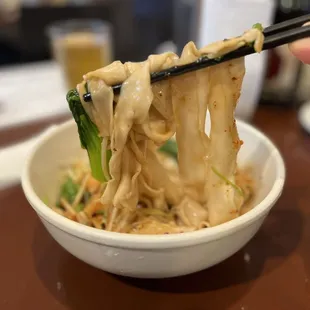 Hand-Stretched Noodles in Hot and Sour Sauce