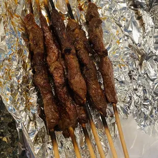 skewered meat on a stick