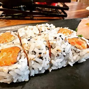 a closeup of the sushi
