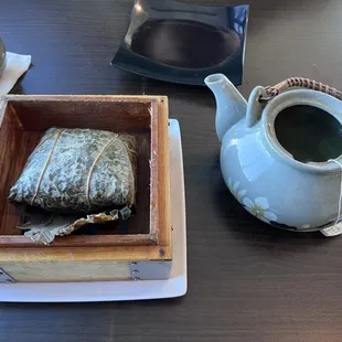 Sticky Rice in Lotus Leaf (FAVORITE MENU ITEM) and Hot Green Tea