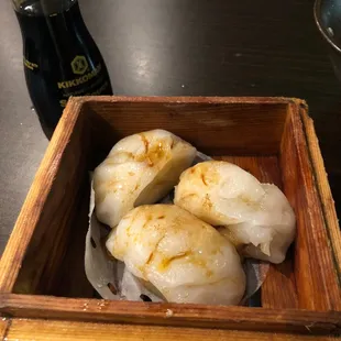 Veggie Dumpling.  I added a little chili oil and soy sauce. The exterior wasn't fully cooked and wasn't firm enough.