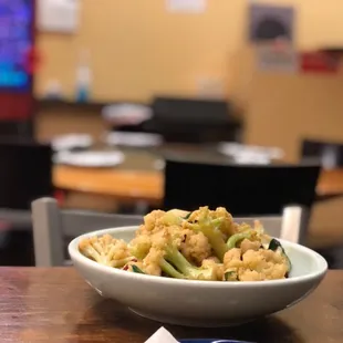 a bowl of food on a table