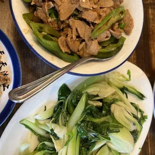 Bok choy and pork