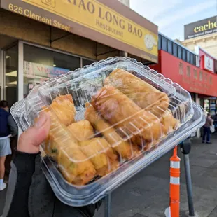 egg rolls, shrimp rolls and shrimp puffs