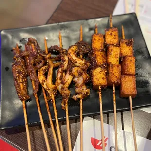Beef skewers  Salted Baked Squid Fish Tofu with Spicy Salt