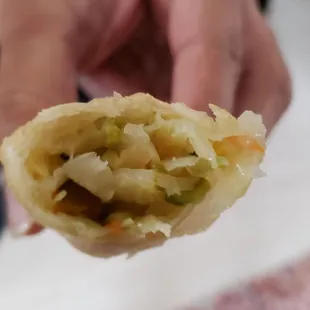 Interior of vegetable roll ($1.50 each). Good texture, but filled with celery, which sucked.