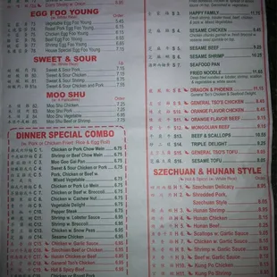 menu