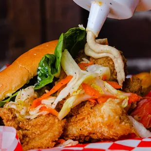 a chicken sandwich and fries