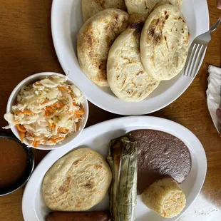two plates of food on a table