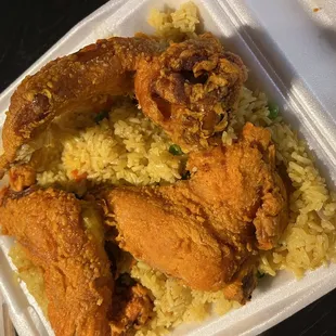 House special- three piece fried chicken wing and fried rice