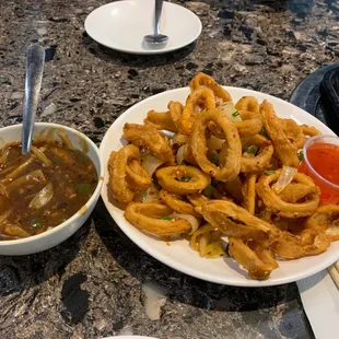 Black bean sauce and calamari