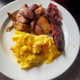 Bacon, eggs and potatoes