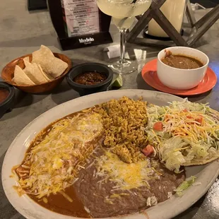 Combo 9, bean dip,  chips and salsa