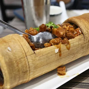 Glutinous Rice With Pork in Bamboo...