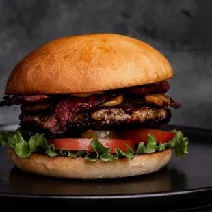 a hamburger on a plate