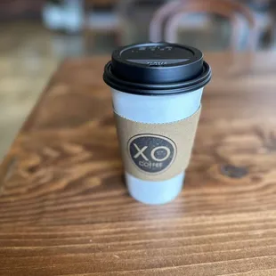a cup of coffee on a table