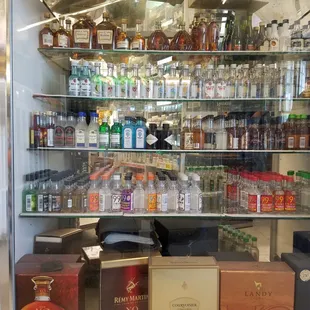 a display of various liquors