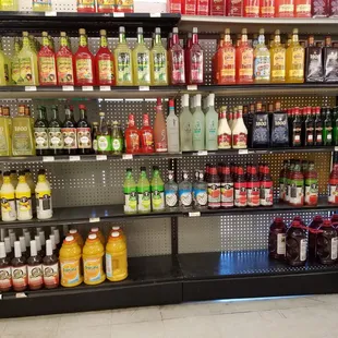 a variety of beverages on display
