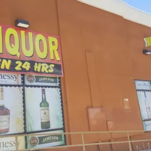 the outside of a liquor shop