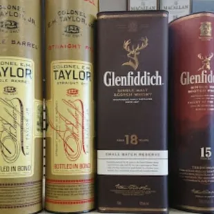 a row of different types of liquor