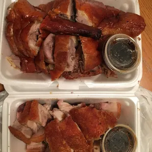 two trays of food