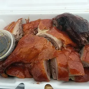 Half a roasted duck. $13.78 including tax.