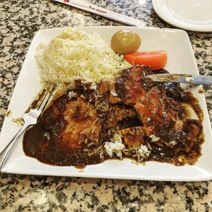 Salt Pork chop with black pepper sauce