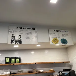 Menu above counter