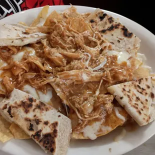 Chicken nachos with bonus quesadilla