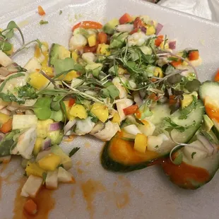 Ceviche. It would&apos;ve looked better if we ate it on-site but this was very good.