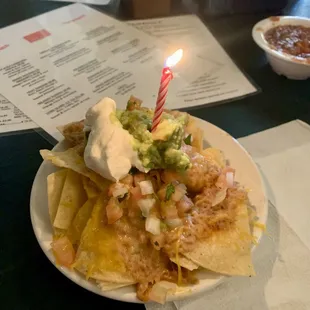 The lovely owner realized it was my birthday and brought me out some delicious nachos!