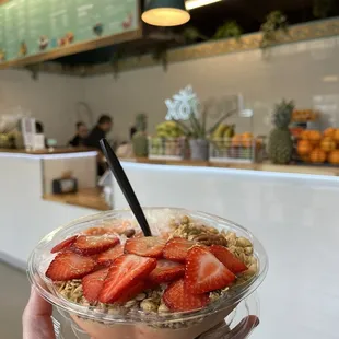 Tropical bowl with strawberries instead of kiwi (I'm allergic)
