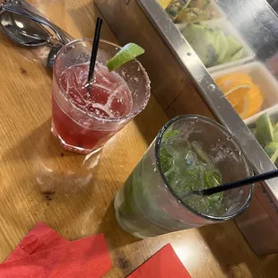 Mojito and pomegranate margarita