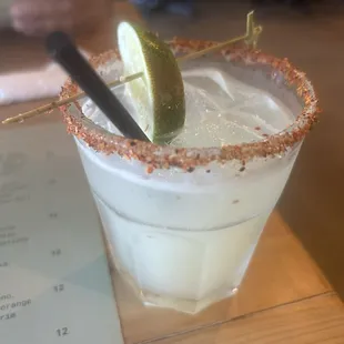 Skinny margarita with Tajin rim