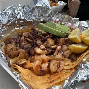 Shrimp and octopus