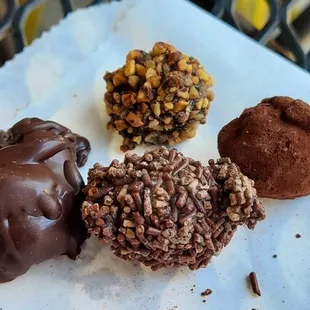 Cayenne-Tequila, Espresso, Peanut Butter &amp; Dark chocolate truffles