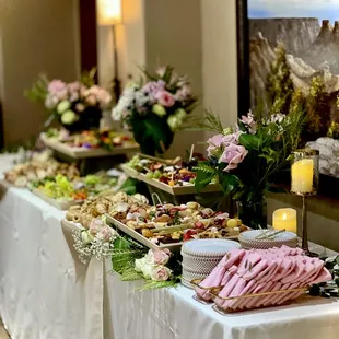 L2 grazing table with floral baby shower