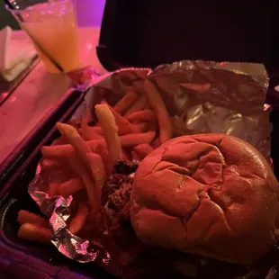 Smash burger and fries