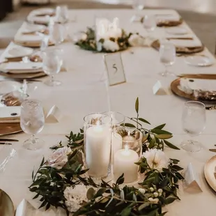 Table and centerpiece design; florals provided by The Nature of Things  Photography by @rachelwaters.co on Instagram