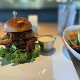 Better Than Theirs hamburger w side salad.