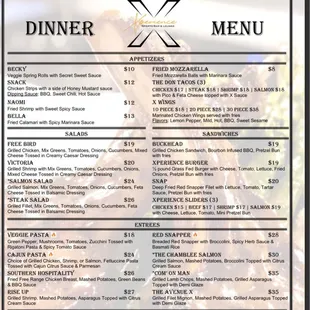 Dinner menu - July 2022