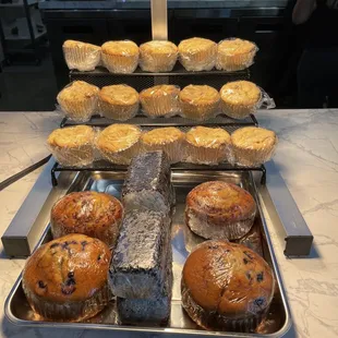 a display of muffins