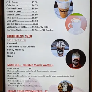 Coffee and waffles menu