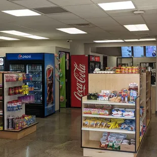 Convenient store with food to order in the back