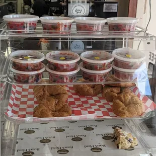 a display of croissants and pastries