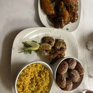 Wings &amp; Grilled Shrimp