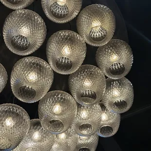 a chandelier made of glass