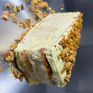 Pistachio Mille Crepe Cake