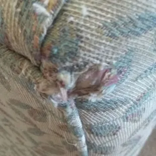 This whole you see is what it caused by rubbing it really hard with the wrong wand too much pressure on my vintage sofa
