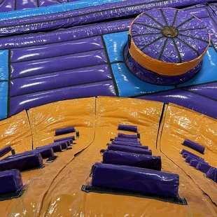 Wobble steps below the climbing wall inside Xtreme AirparX